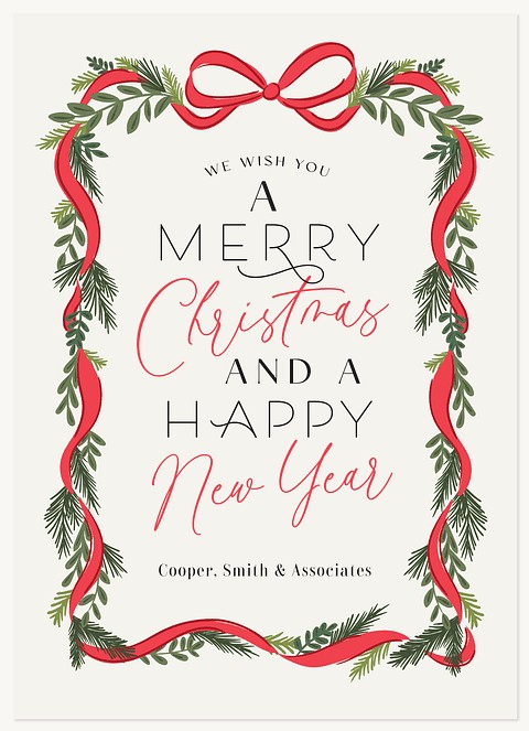 Ribbon Garland Business Holiday Cards