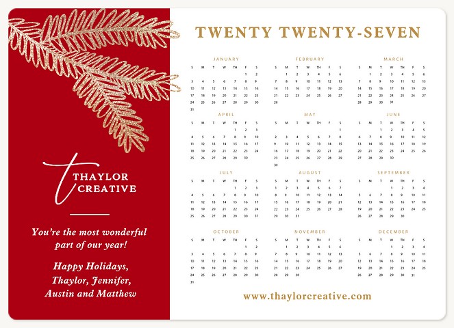 Winter Gilded Branches Holiday & Christmas Magnet Cards