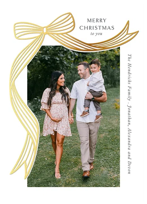 Big Gilded Bow Personalized Holiday Cards