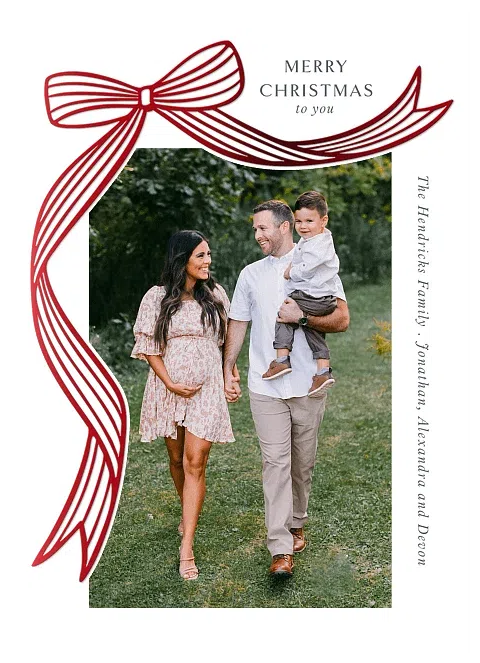 Big Gilded Bow Personalized Holiday Cards