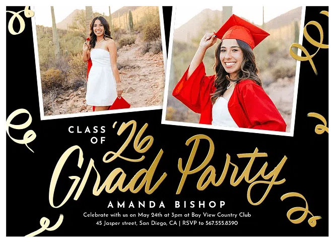 Gold Scrolls Graduation Cards