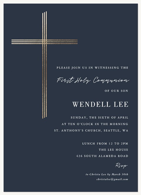 Modern Glory First Communion Invitations