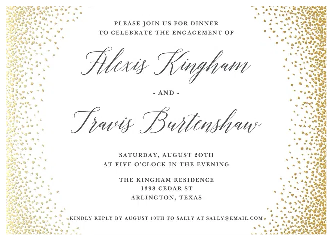 Gilded Elegance Engagement Party Invitations