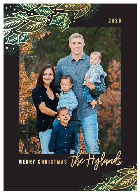 Glittered Greenery Christmas Cards