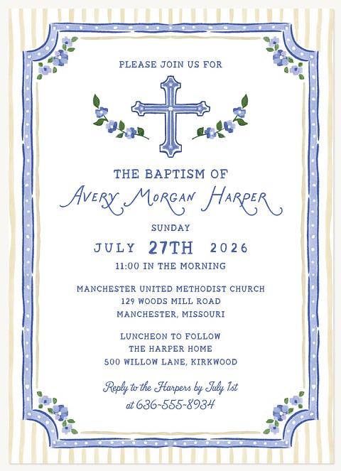 Illustrated Cross Baptisms & Christening Invitations