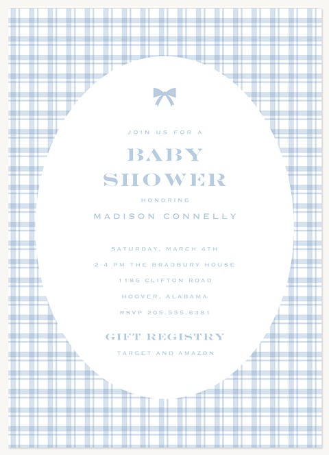 Plaid & Bow Baby Shower Invites