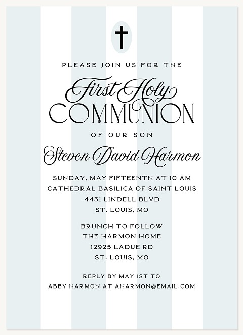 Cross Medallion First Communion Invitations