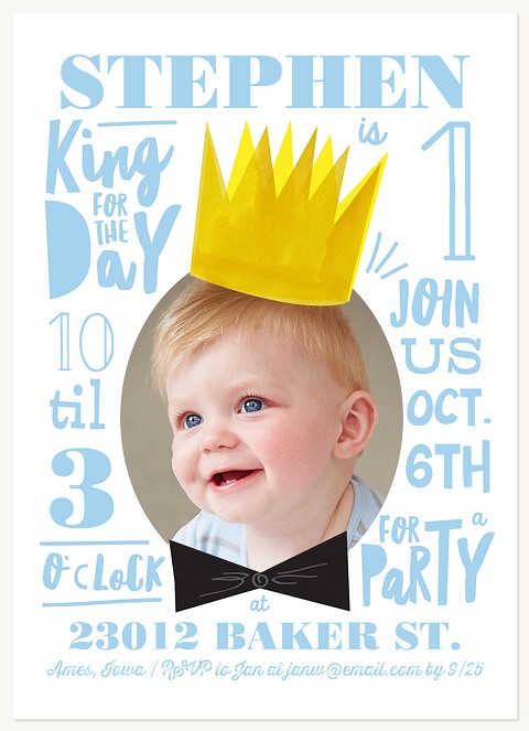 Birthday King First Birthday Invitations