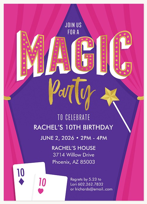 Magic Party Girl Birthday Party Invitations