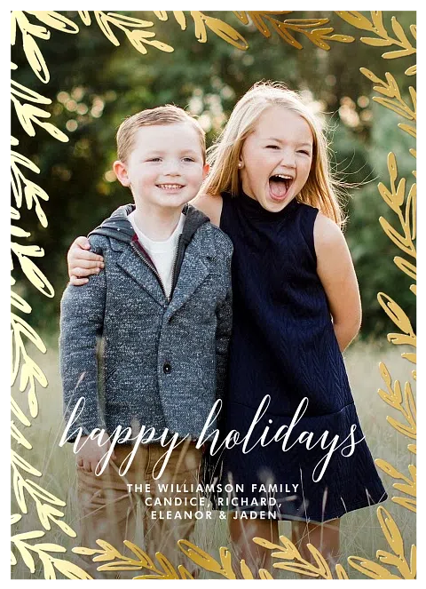 Foiled Sprigs Photo Holiday Cards