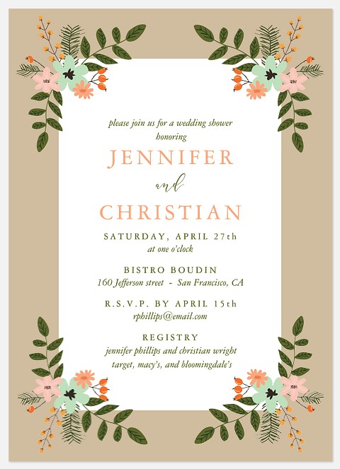 Folksy Floral Bridal Shower Invitations