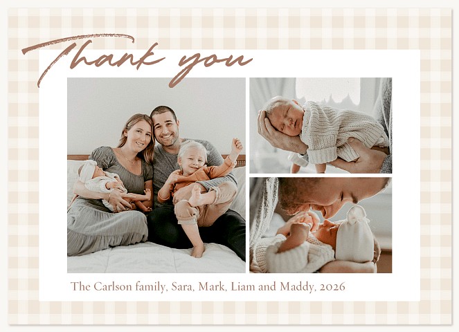 Heartfelt Gingham Thank You Cards 