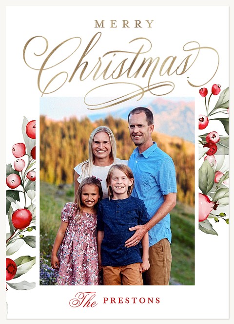 Painted Holly Personalized Holiday Cards