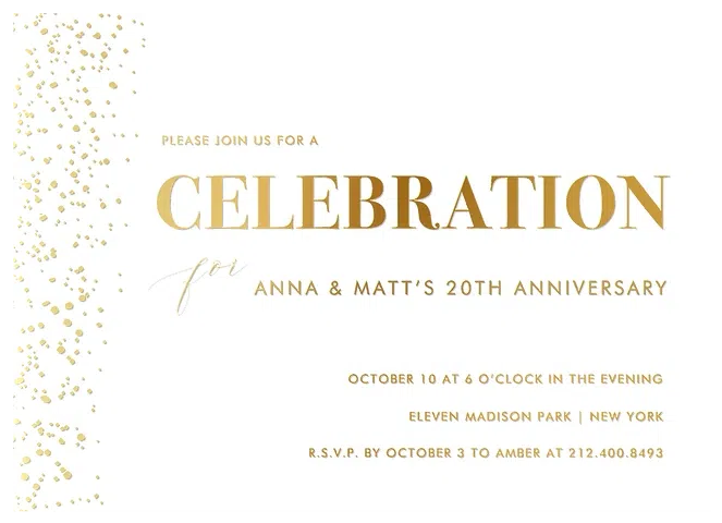 Gold Flecks Adult Birthday Party Invitations