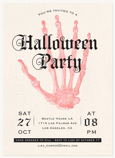 Skeleton Hand Halloween Party Invitations