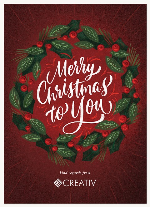 Wreathed Greeting Business Holiday Cards