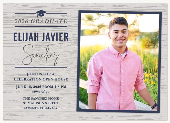 Preppy Woodgrain Graduation Announcements
