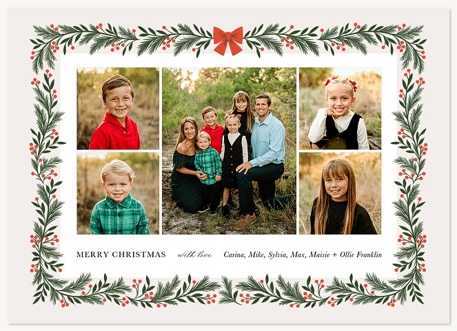 Bow & Berries Personalized Holiday Cards
