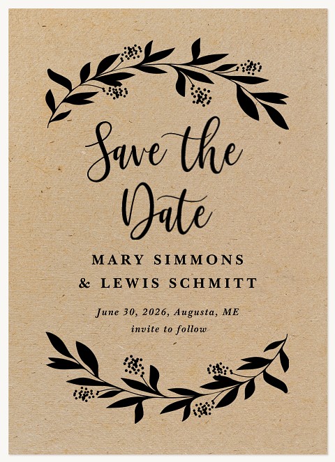 Kraft Branches Save the Date Cards