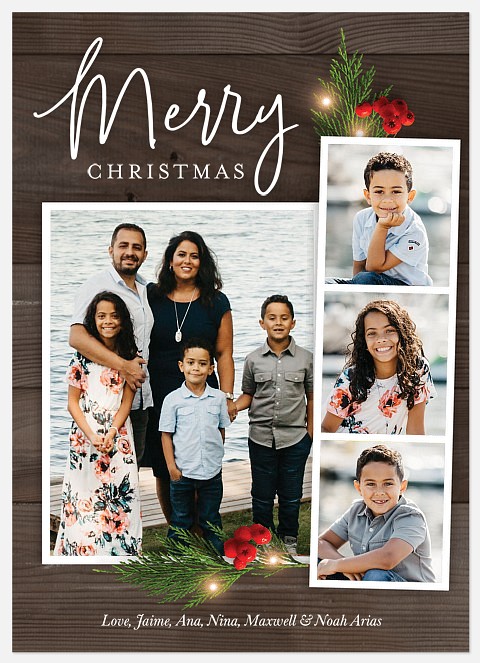 Rustic Photo Strip Holiday Photo Cards