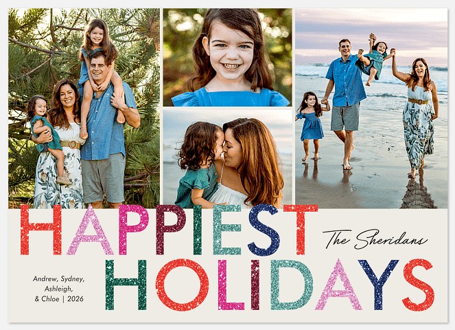 Big Glitter Holiday Photo Cards