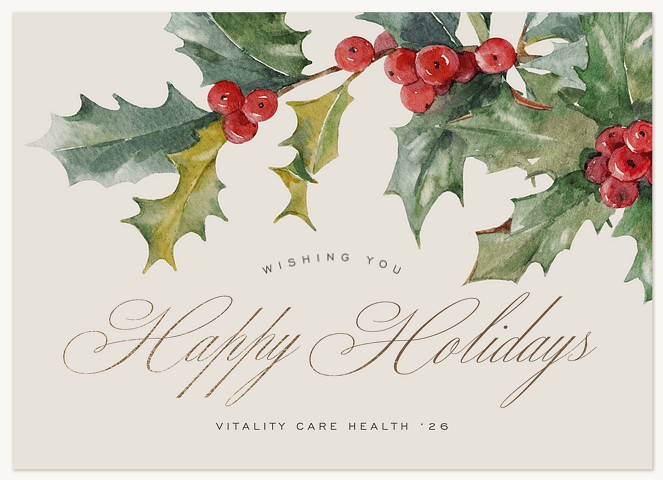 Graceful Watercolor Business Holiday Cards