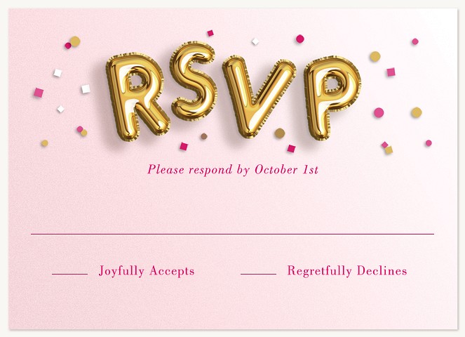 Golden Balloons Bat Mitzvah RSVP Cards