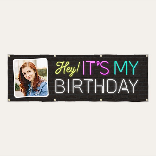 Neon Wall Birthday Banner Custom Banners