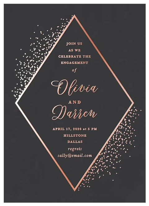 Geo Confetti Engagement Party Invitations
