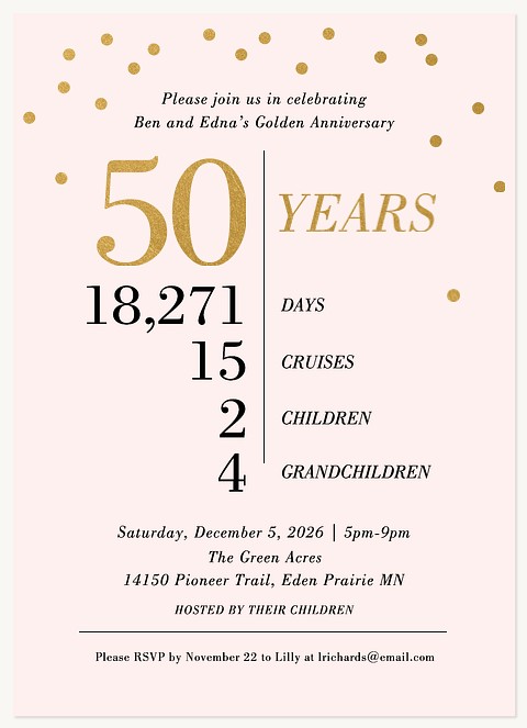 50 Things Wedding Anniversary Invitations