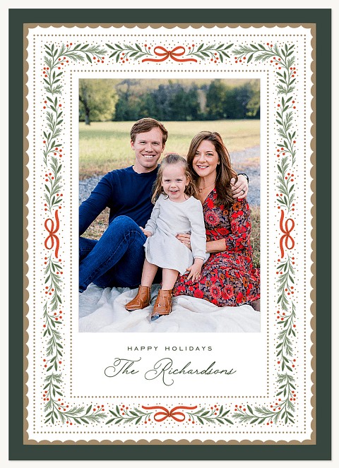 Ornate Evergreen Personalized Holiday Cards