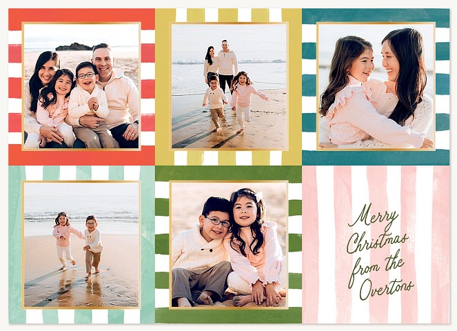 Colorful Patchwork Personalized Holiday Cards