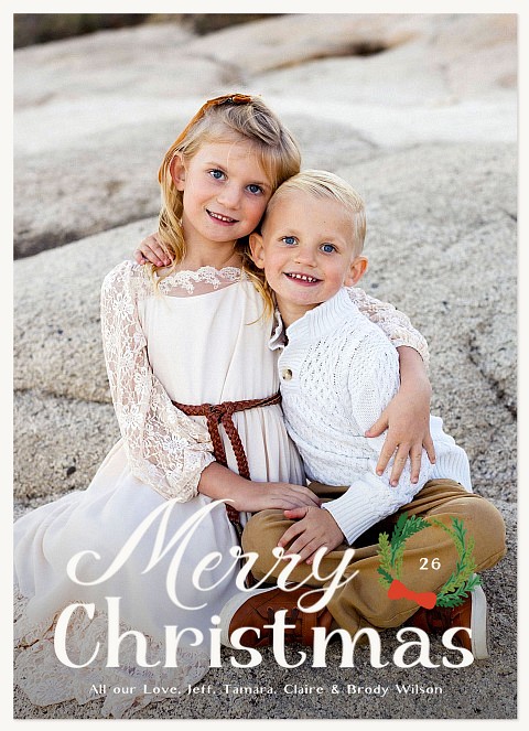 Lettering Wreath Personalized Holiday Cards