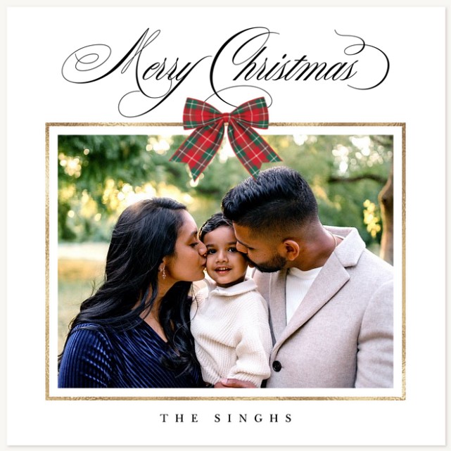 Plaid Bow Personalized Holiday Cards