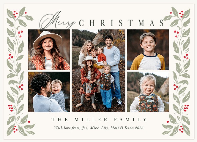 Corner Bows Personalized Holiday Cards