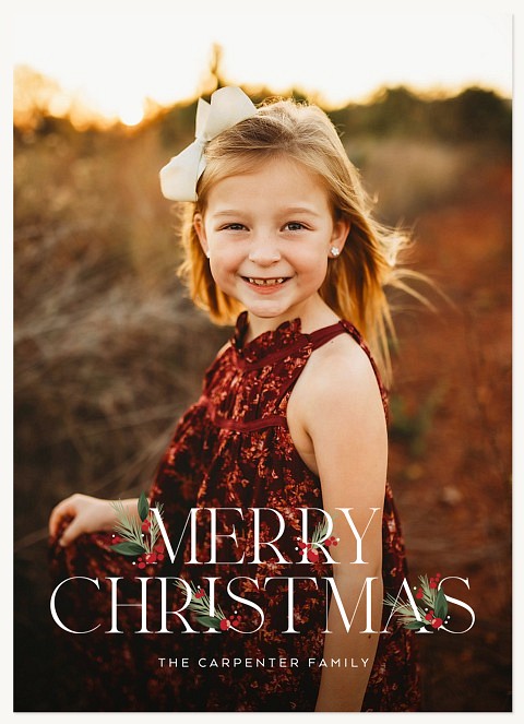 Holly Elegance Personalized Holiday Cards