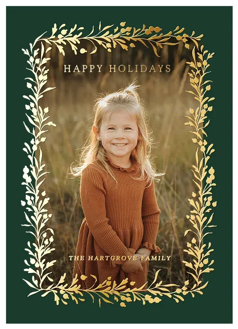 Golden Botanical Personalized Holiday Cards