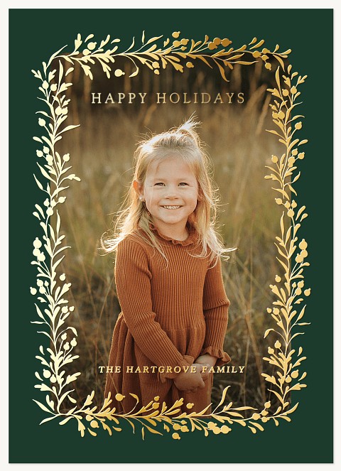 Golden Botanical Personalized Holiday Cards
