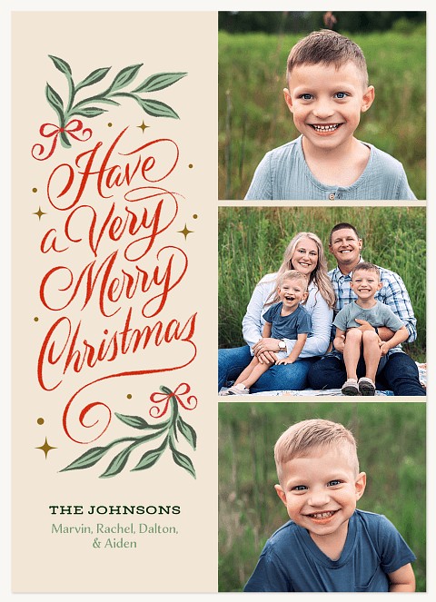 Very Merry Sprigs Personalized Holiday Cards