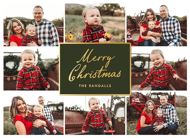 Vintage Script Personalized Holiday Cards