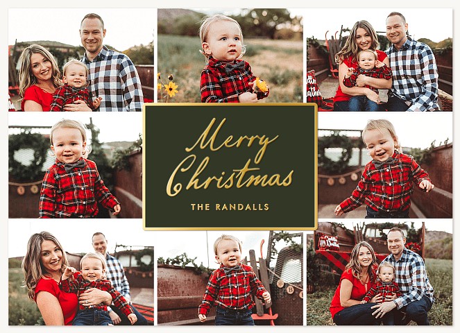 Vintage Script Personalized Holiday Cards