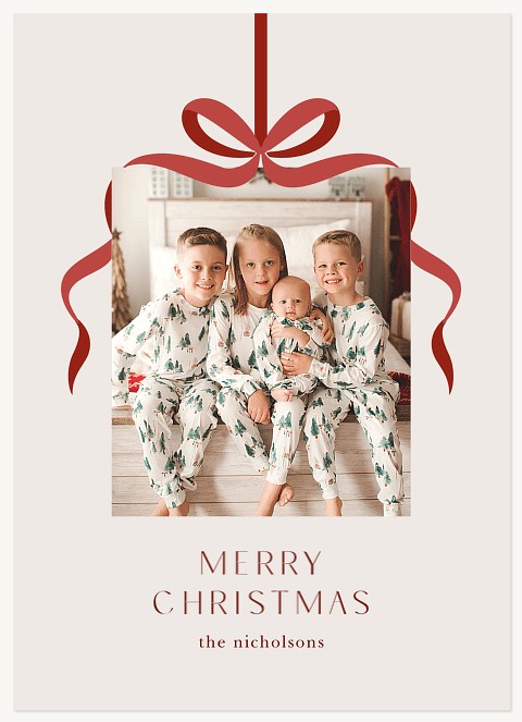 Ribbon Portrait Personalized Holiday Cards