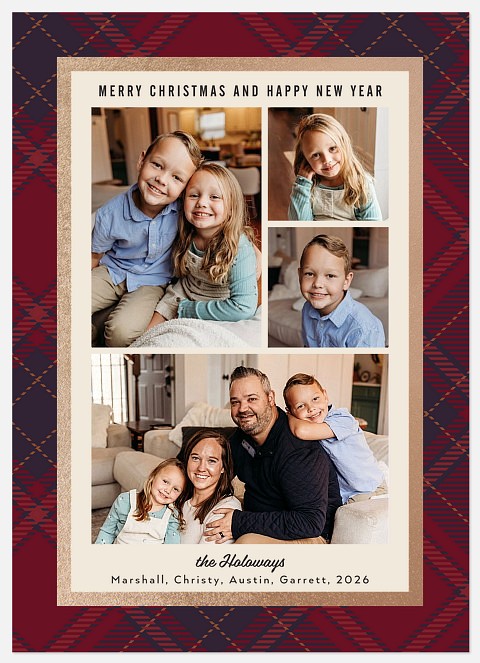 Formal Plaid Holiday Photo Cards