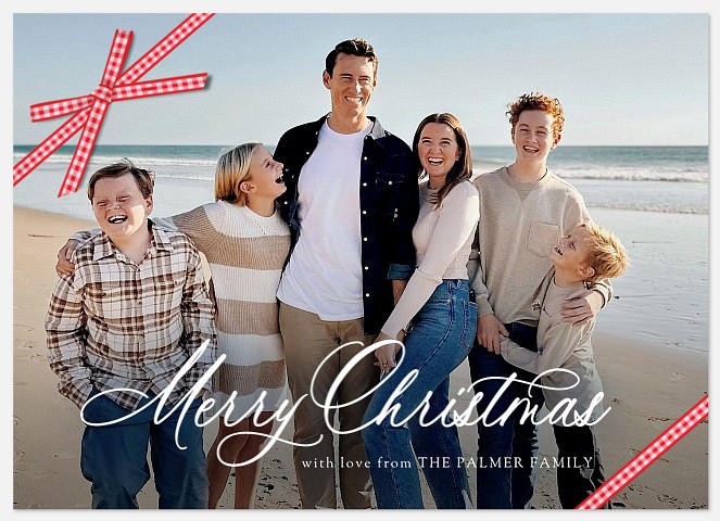 Gingham Bow Holiday Photo Cards