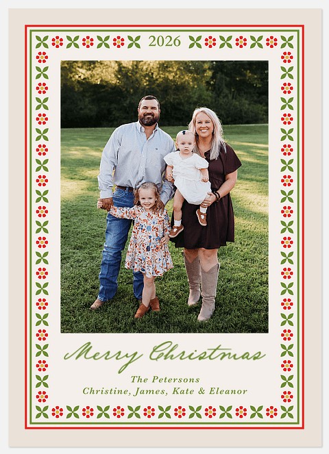 Folk Floral Holiday Photo Cards