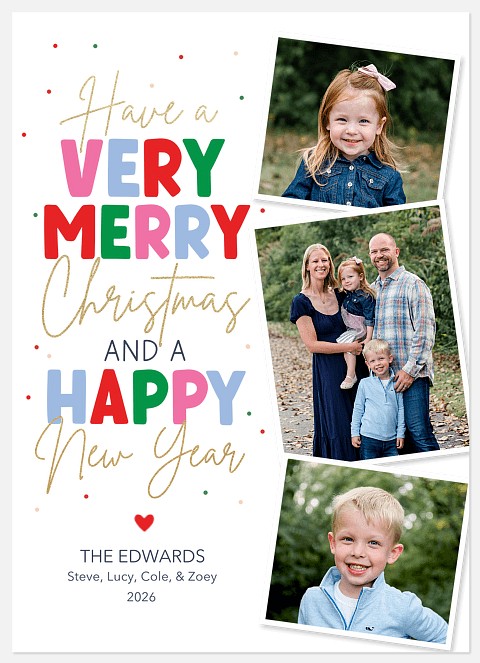 Cheerful Christmas Holiday Photo Cards