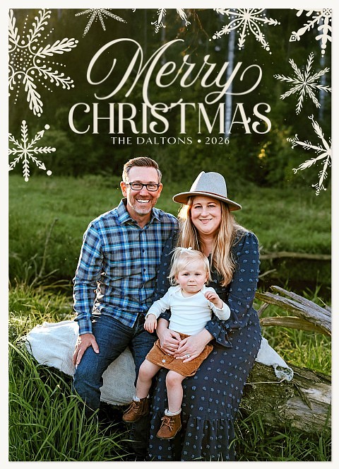 Snowflake Scatter Personalized Holiday Cards