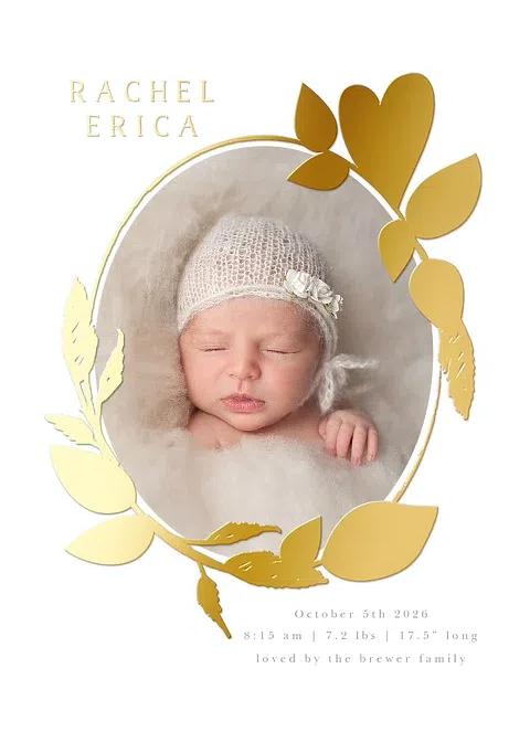 Golden Laurels Girl Baby Announcements