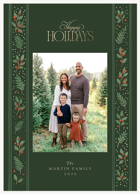 Pine & Leaves Personalized Holiday Cards