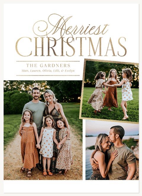 Golden Merriment Personalized Holiday Cards